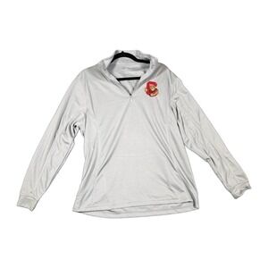 Vansport Quarter Zip Pullover Shirt Mens Medium Gray Mascot Logo NWOT
